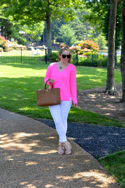 Pink Linen Sweater - A Blonde's Moment