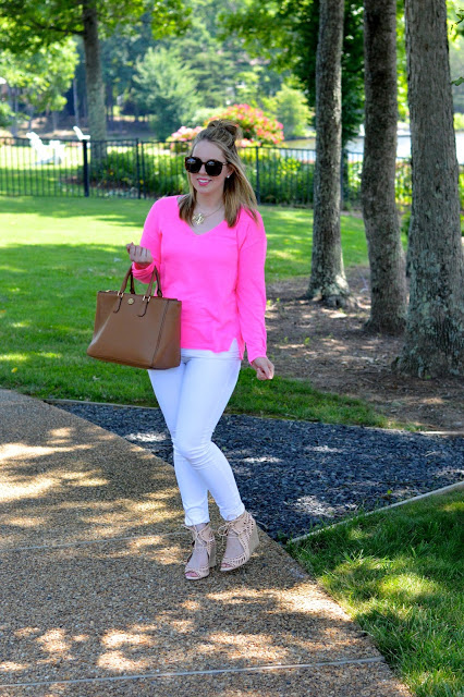 Pink Linen Sweater - A Blonde's Moment