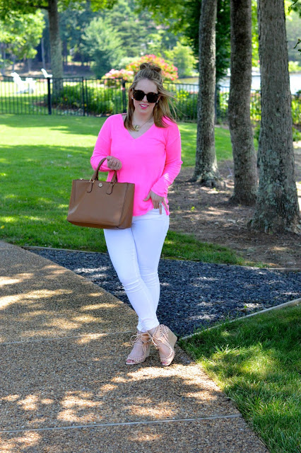 Pink Linen Sweater - A Blonde's Moment