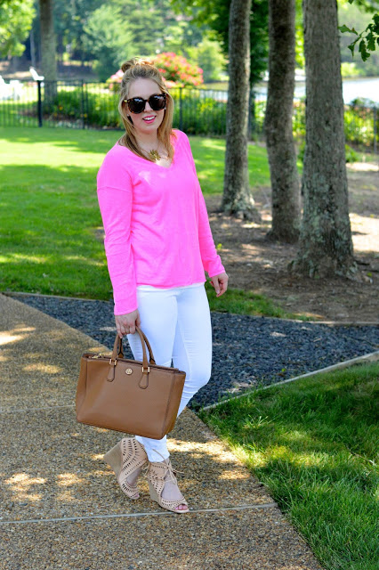 Pink Linen Sweater - A Blonde's Moment