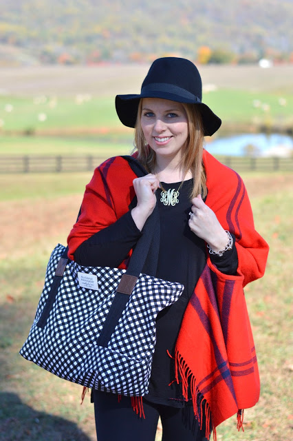 cute-fall-outfit-with-plaid-poncho