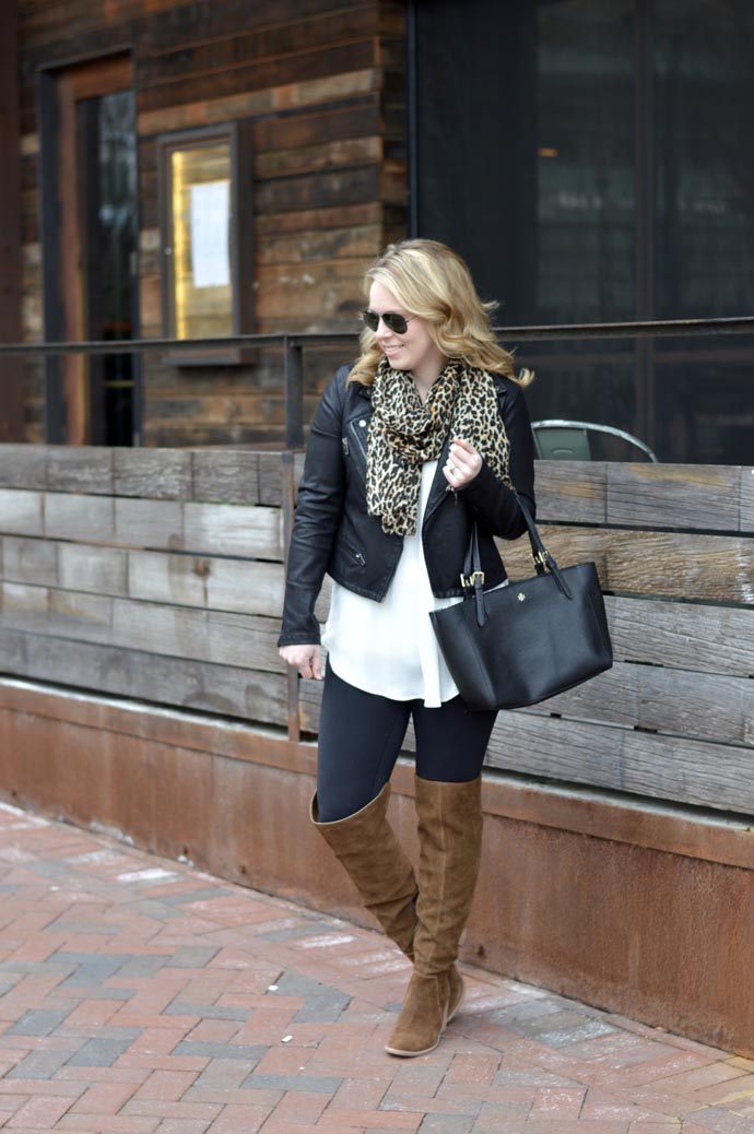 Leopard in the Winter: Faux Leather Jacket - A Blonde's Moment