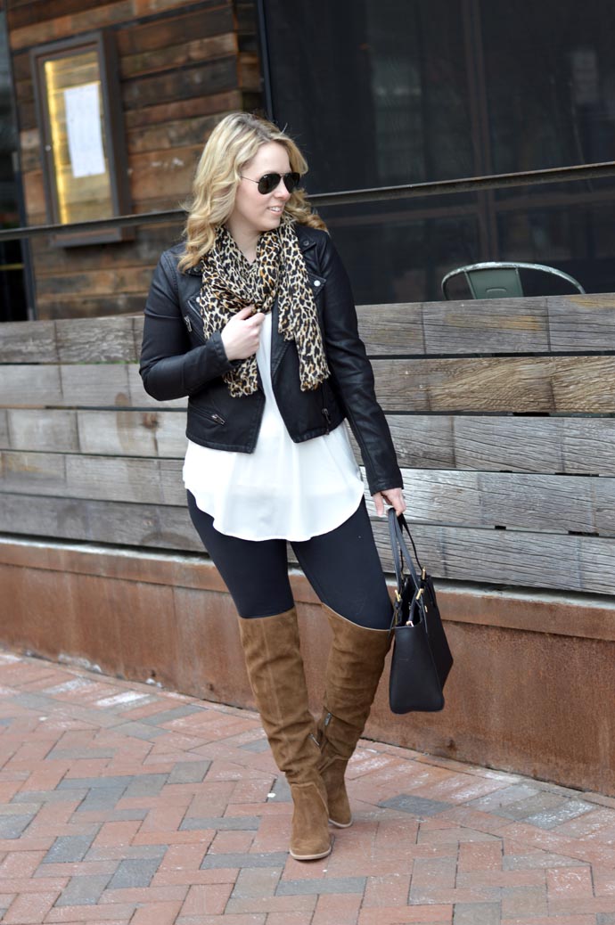 Leopard in the Winter: Faux Leather Jacket - A Blonde's Moment