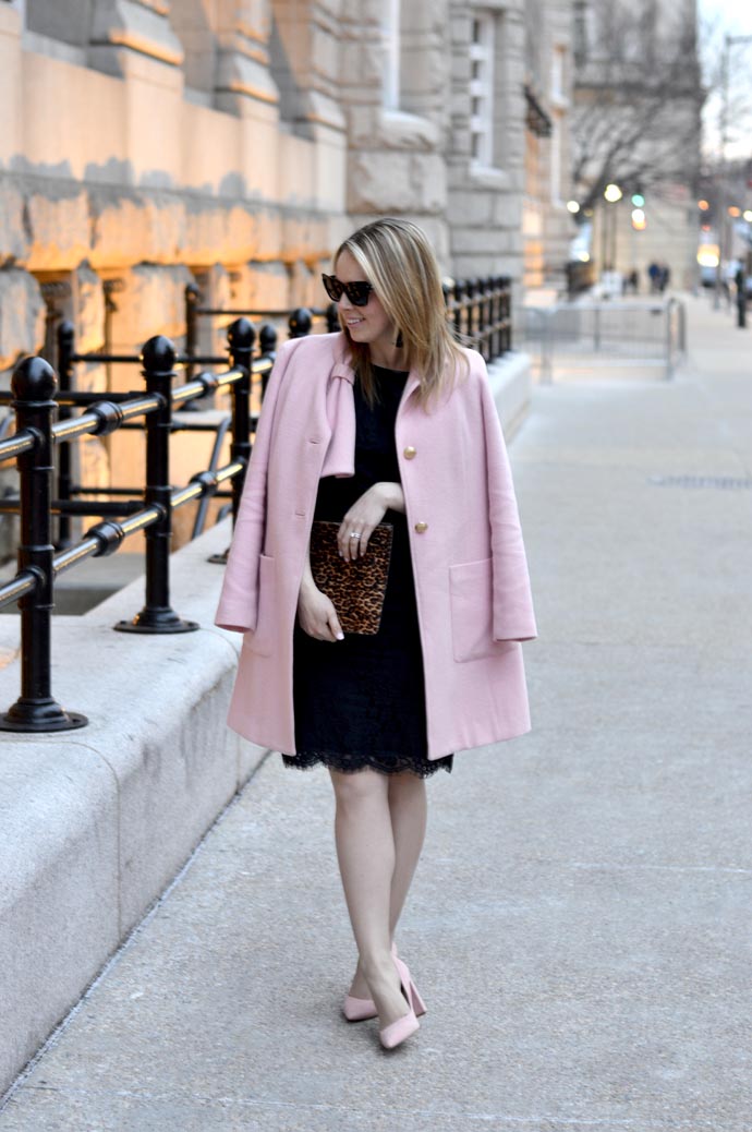 pink dress and coat