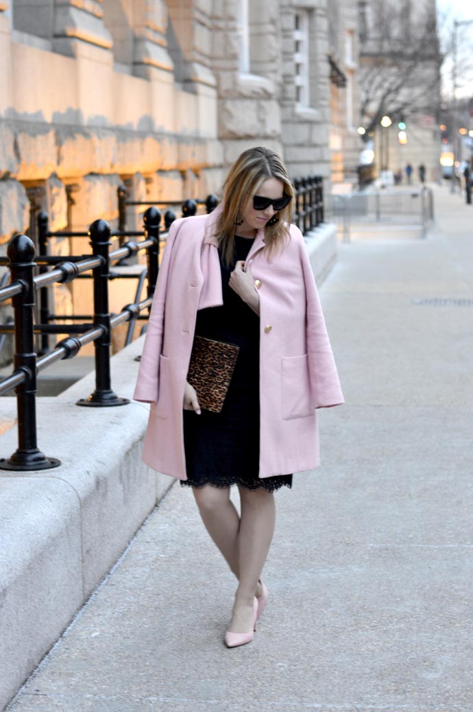 Pink coat outfits hotsell