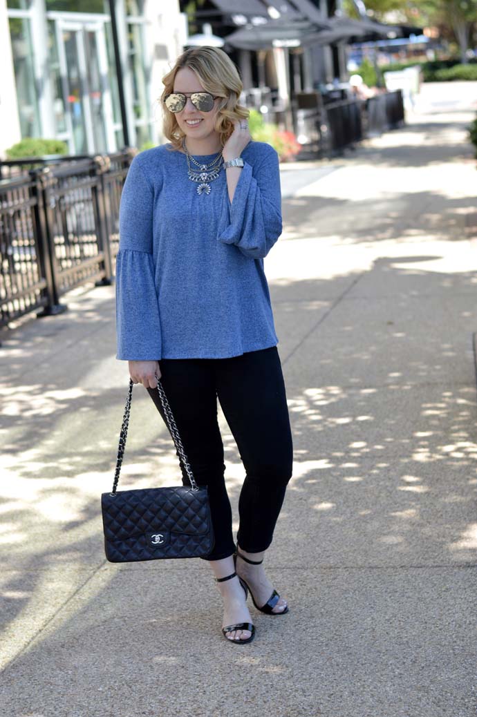 Bell Sleeve Top and Bib Necklace - A Blonde's Moment