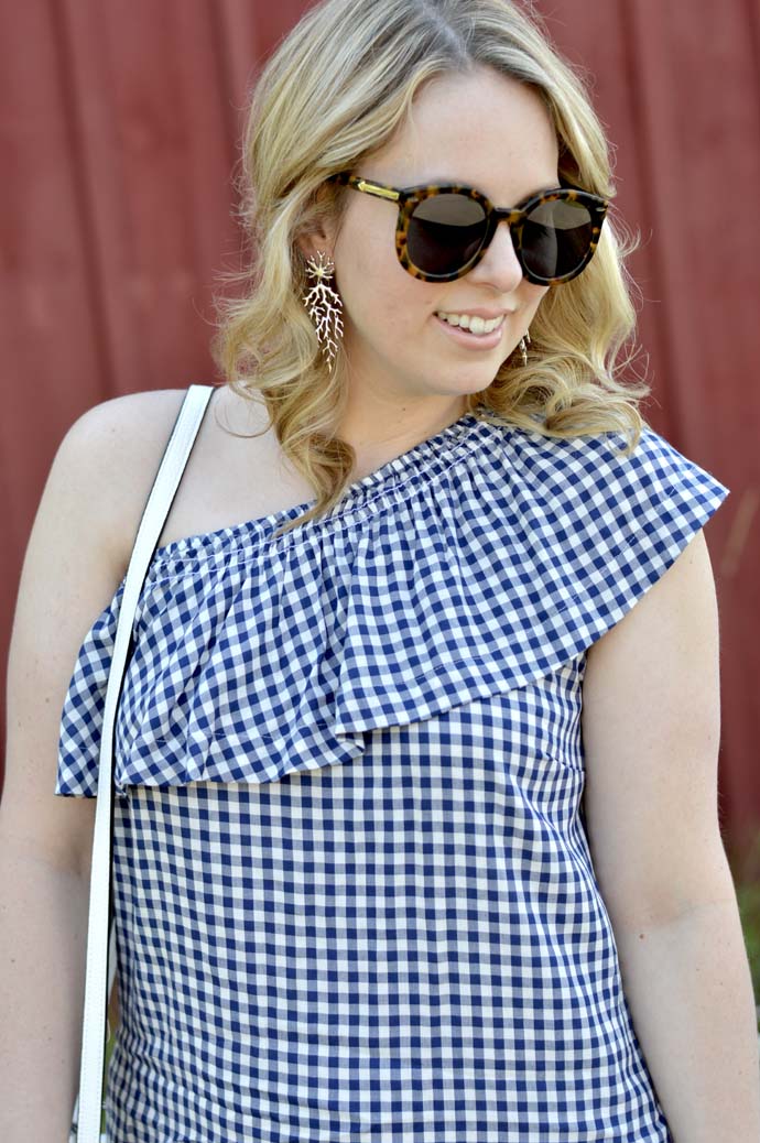 gingham one shoulder