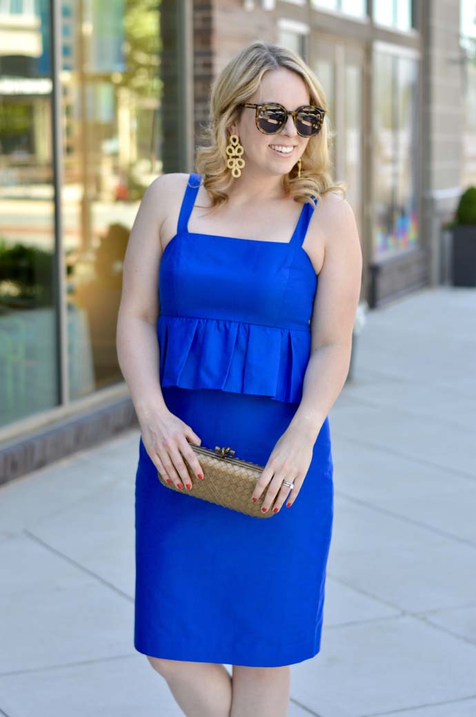 royal blue dress gold accessories