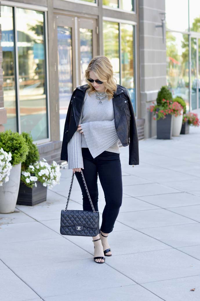 Grey Bell Sleeve Sweater - A Blonde's Moment