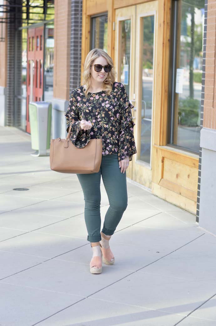 dark fall florals outfit