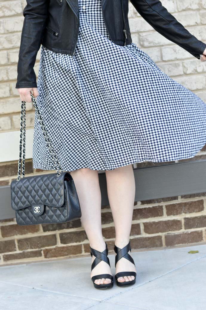 gingham dress wedge sandals