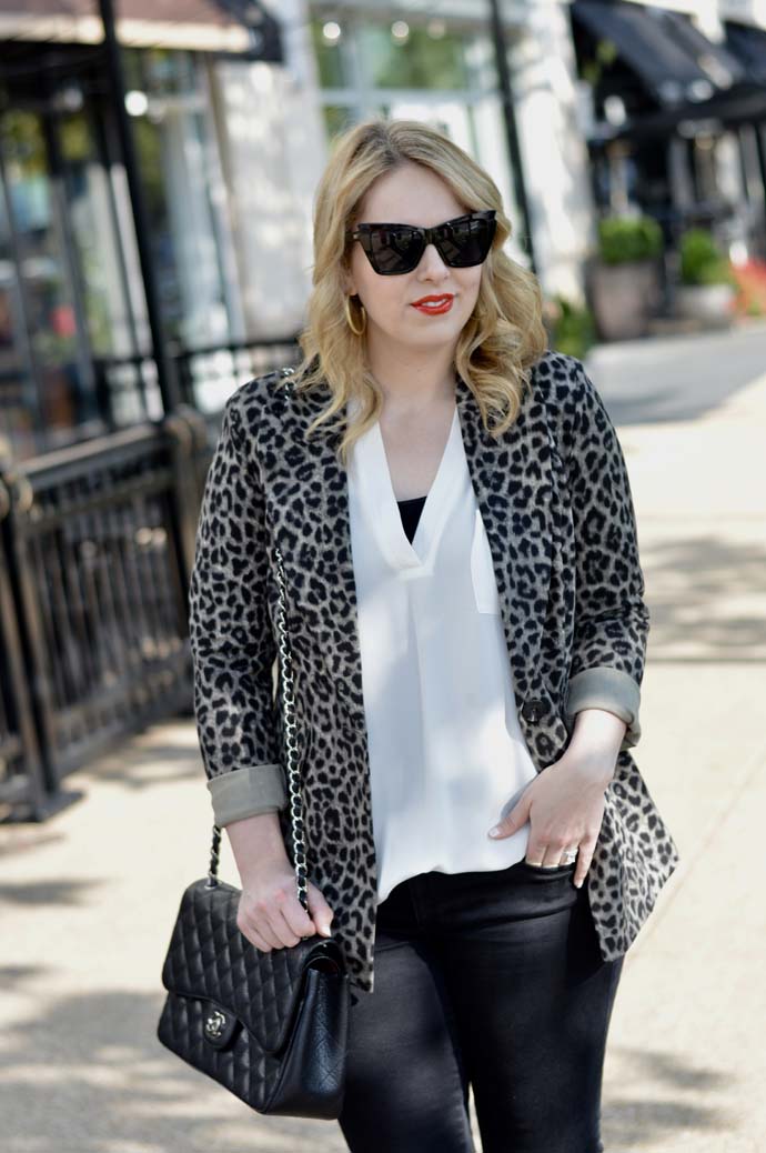 leopard jacket work outfit idea