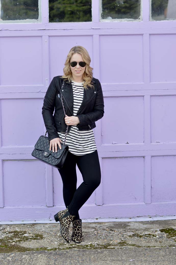 pattern mixing with stripes and leopard