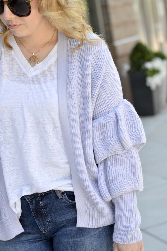 lilac ruffle sleeve cardgian