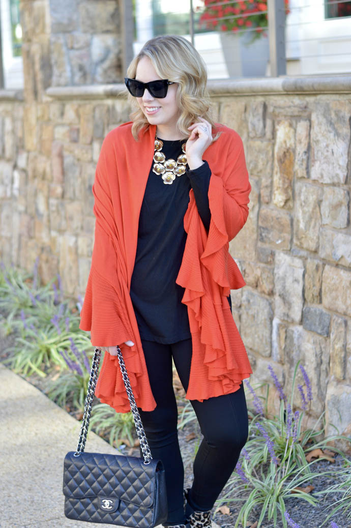 orange ruffle shawl