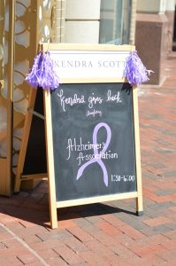 kendra gives back alzheimer association