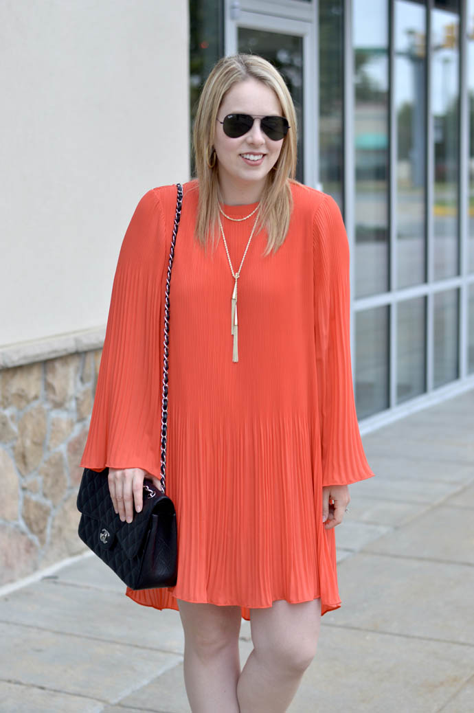 orange swing dress outfit