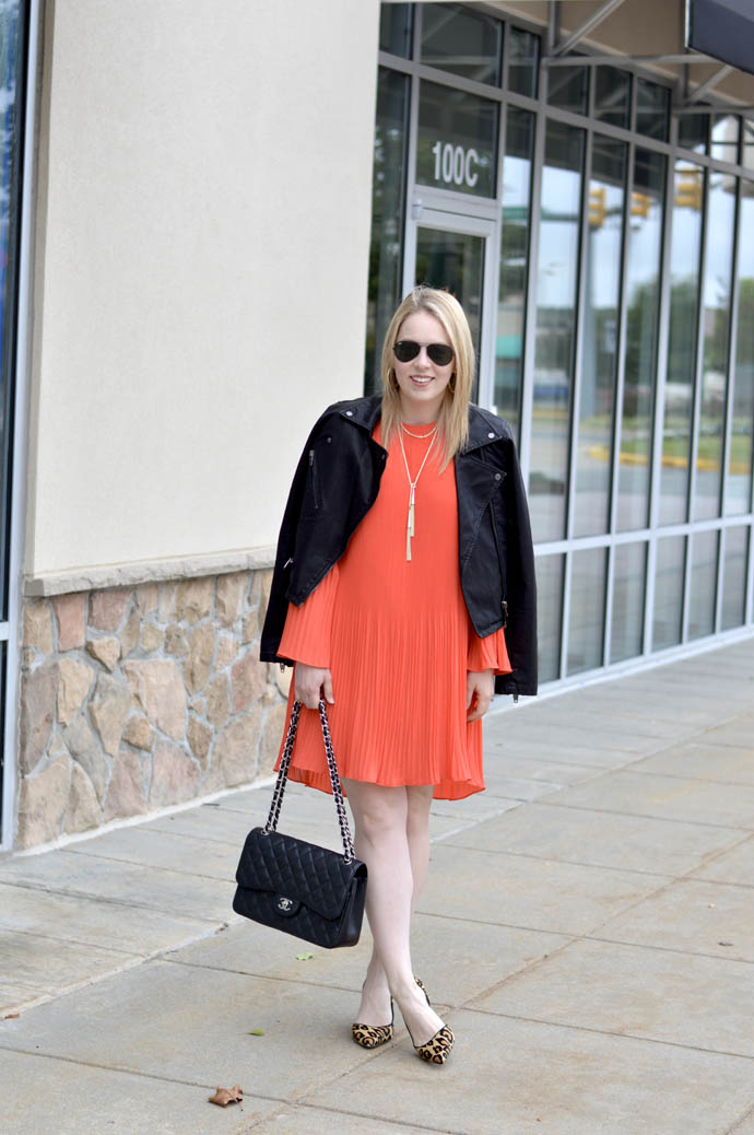 styling orange swing dress for fall