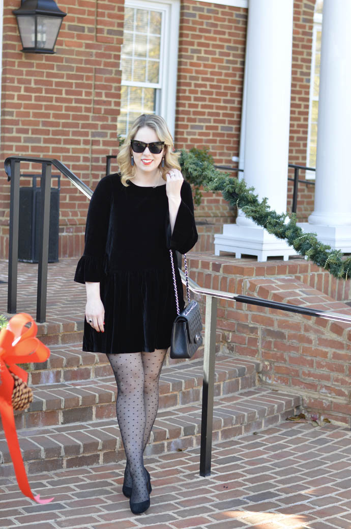 Holiday Outfit  Black Velvet Dress - A Blonde's Moment