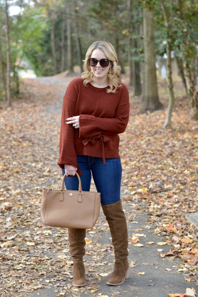 Rust Tie Cuff Sweater - A Blonde's Moment