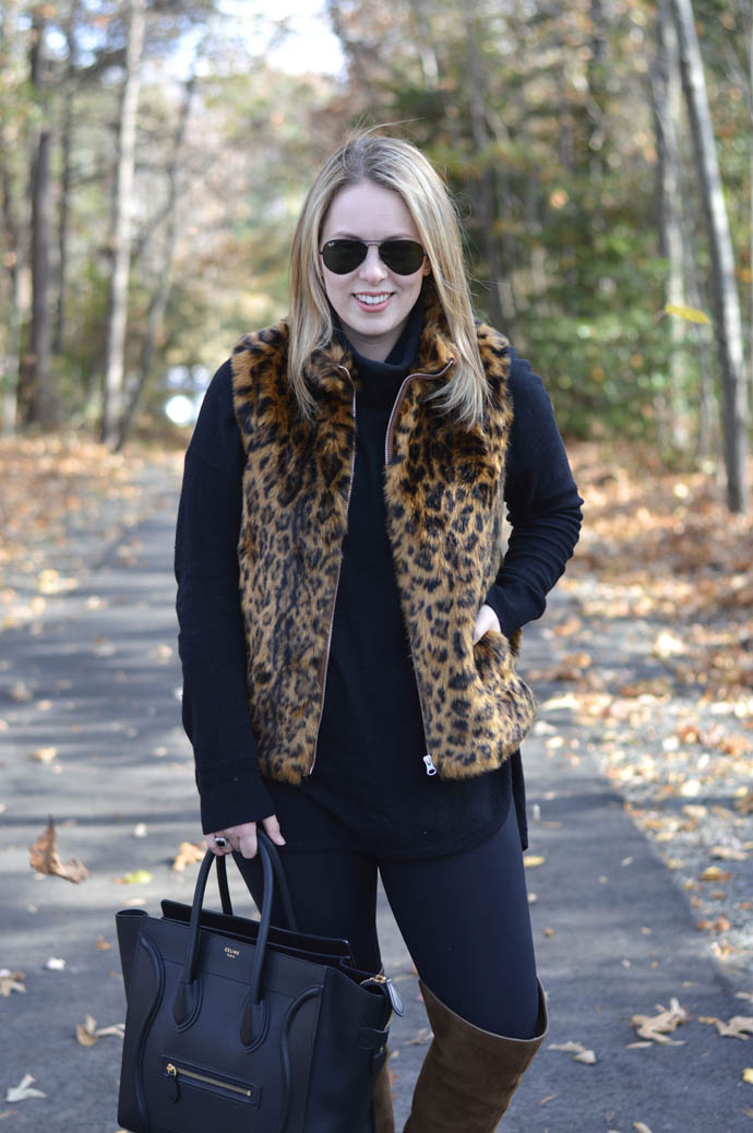 faux fur leopard vest