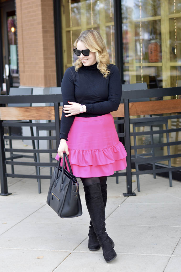 Hot pink outlet long ruffle skirt