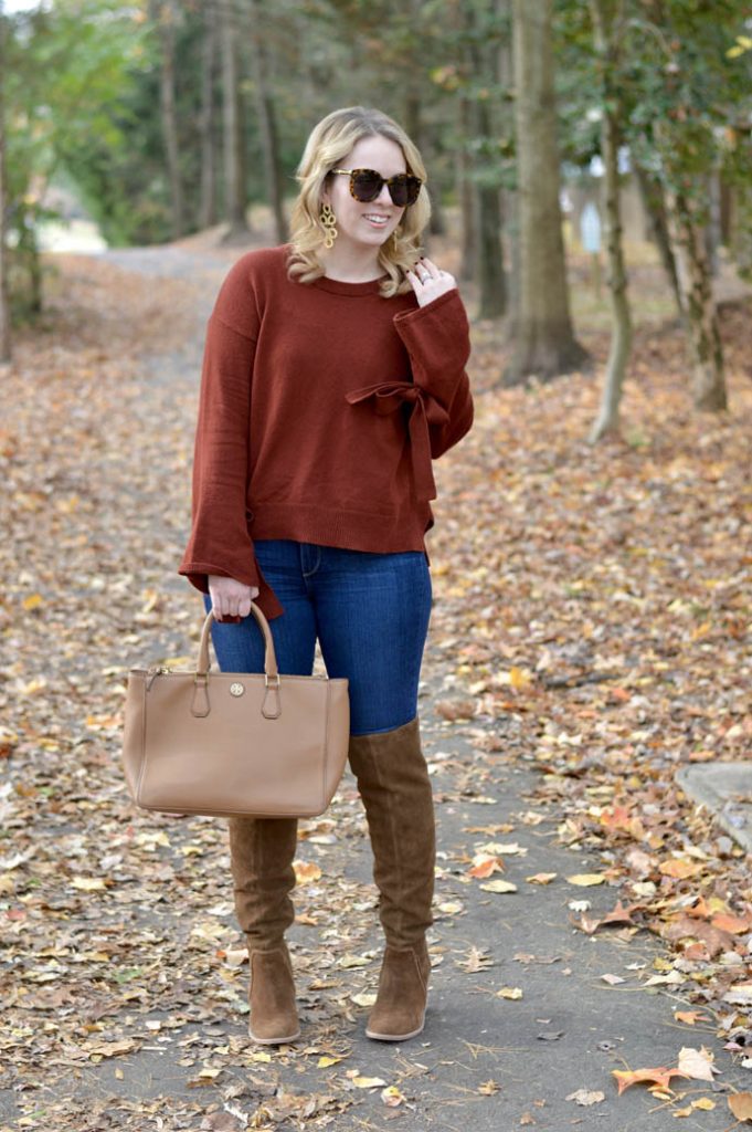 Rust Tie Cuff Sweater - A Blonde's Moment