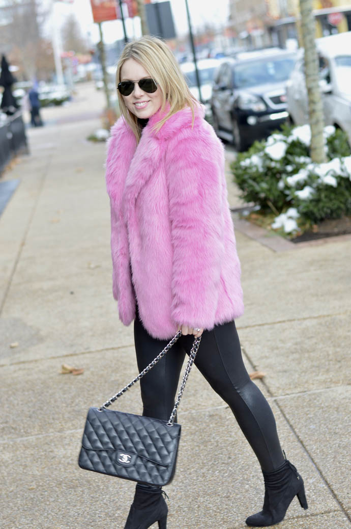 J crew pink faux fur clearance coat