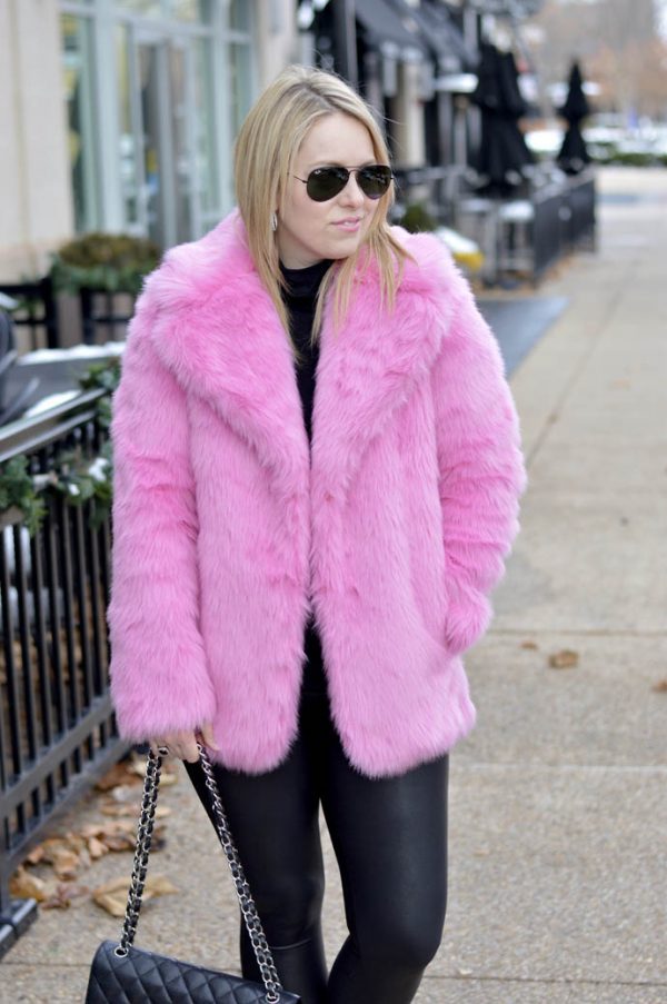 j crew pink fur coat