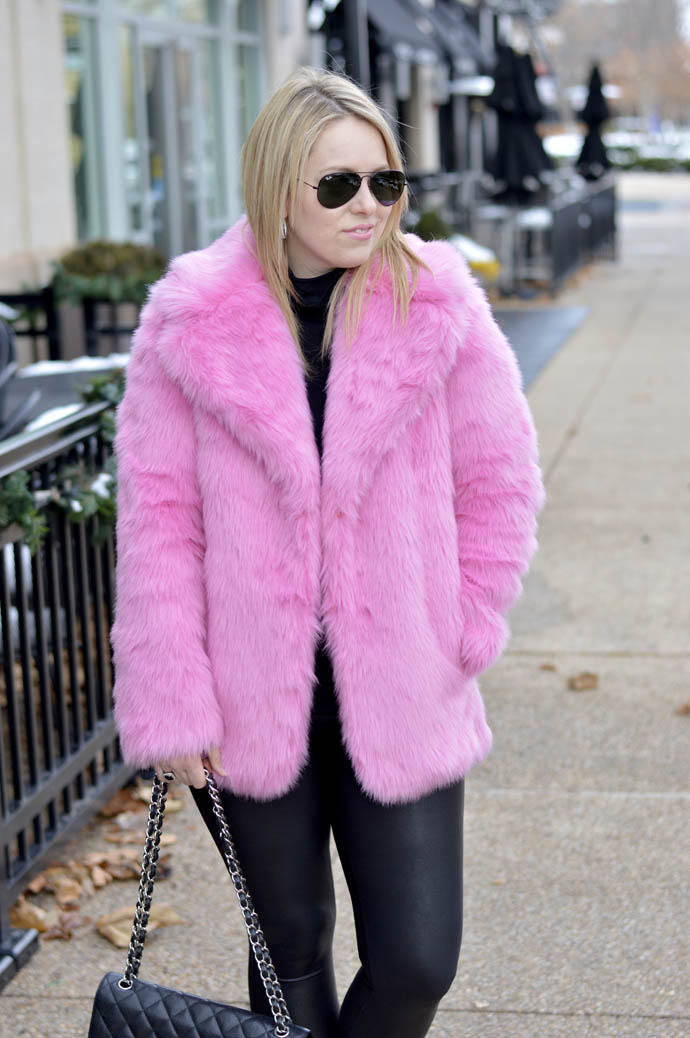 jacket, pink jacket, sneakers, faux fur coat, pink coat, shorts