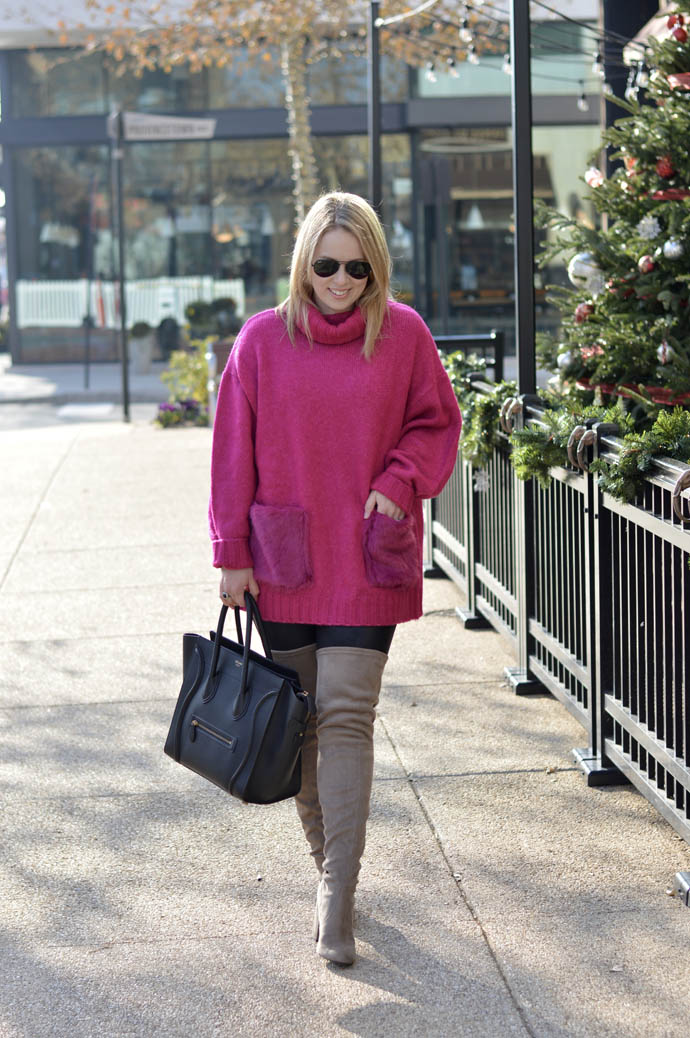 Pink faux fur clearance sweater