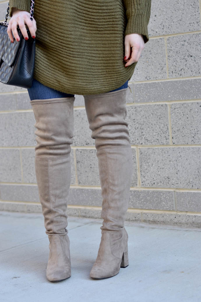 grey over the knee boots block heel