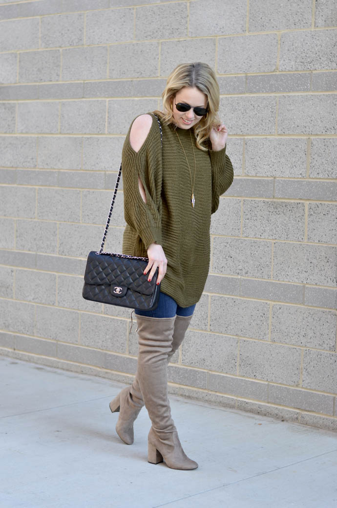 grey over the knee boots outfit