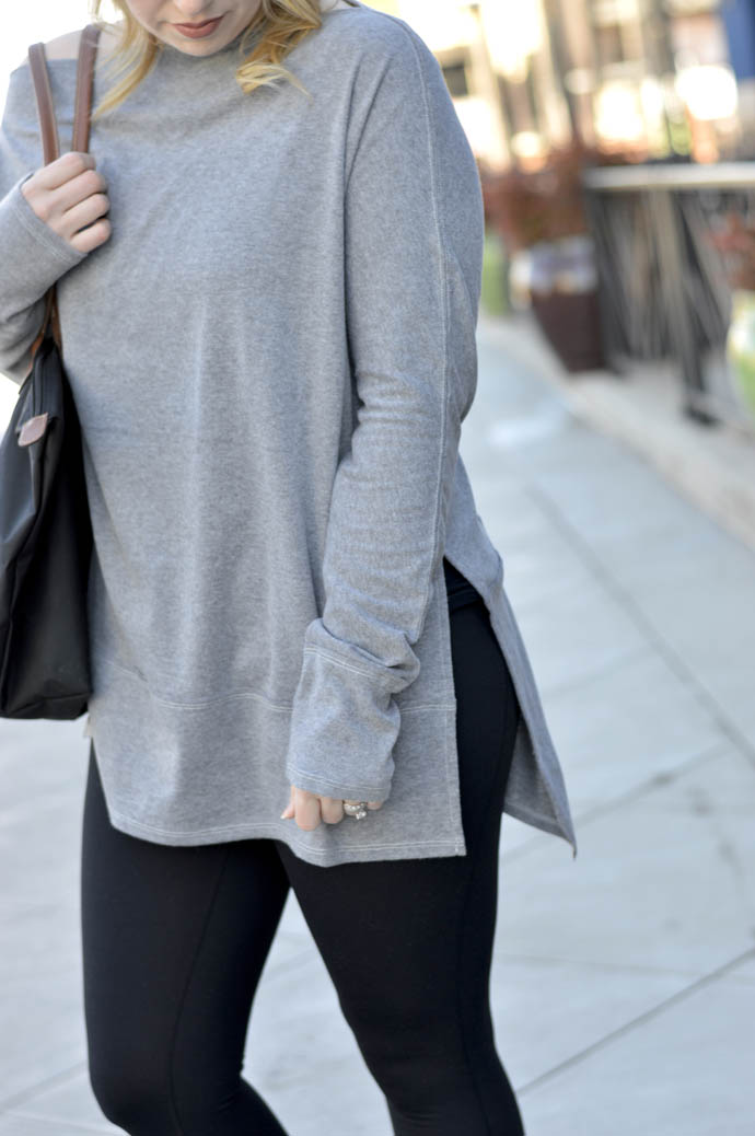 grey side slit top