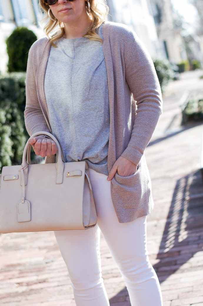 beige bag spring outfit