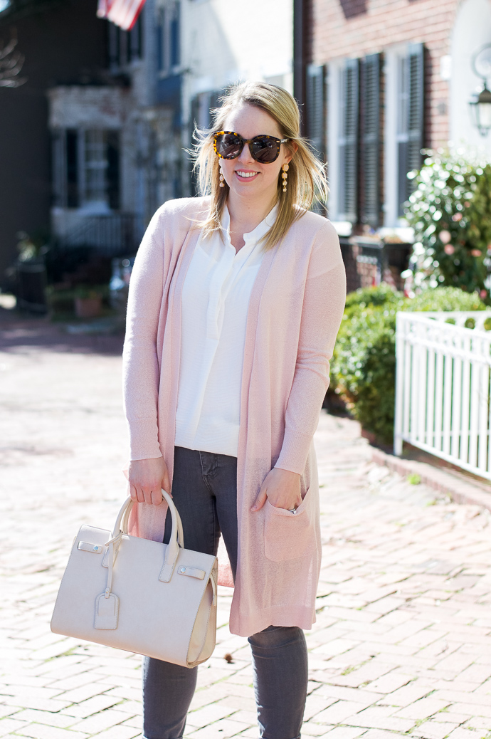 blush cardigan outfit