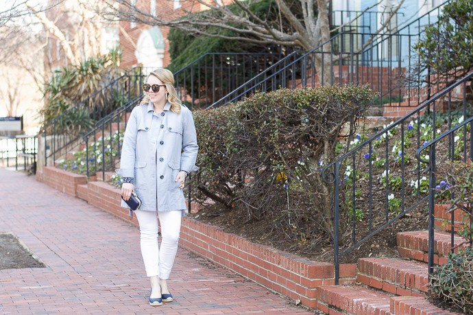 spring dusty blue trench coat
