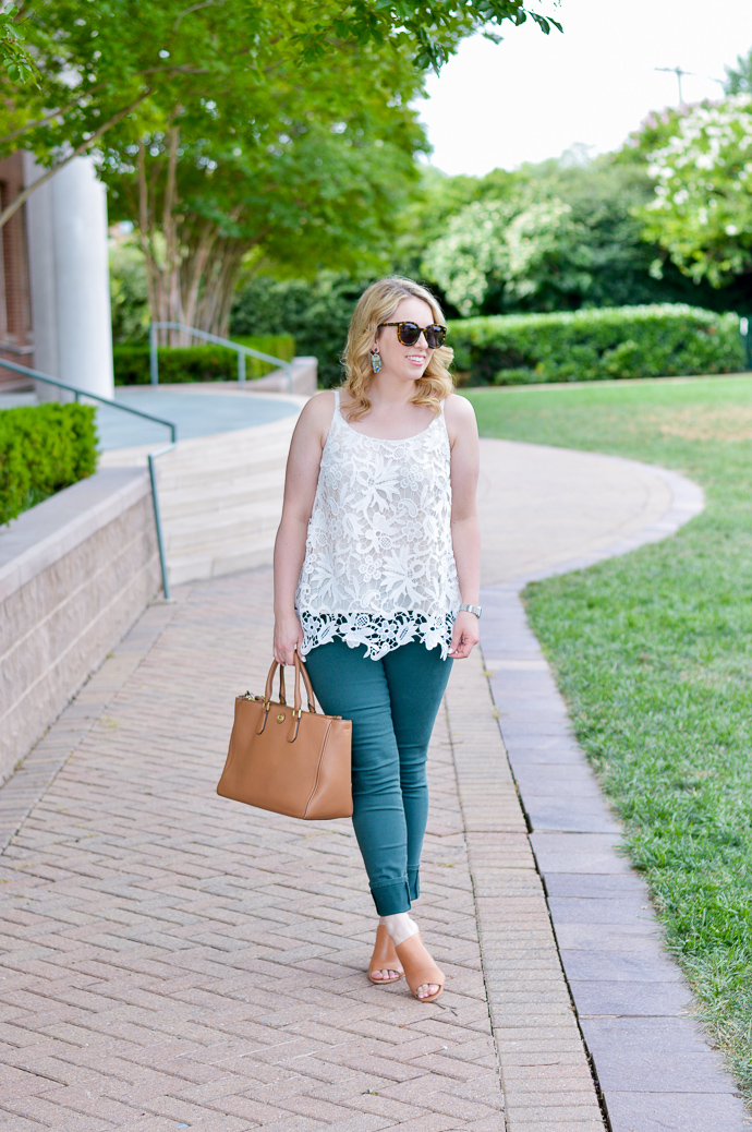 white lace cami outfit