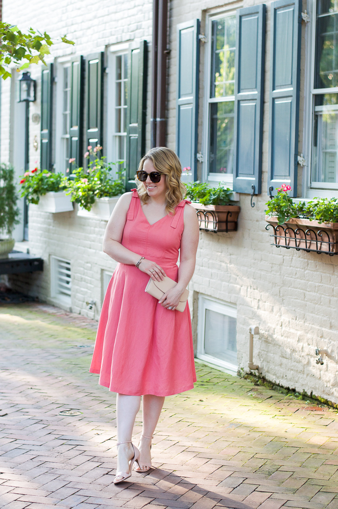 summer pink linen dress