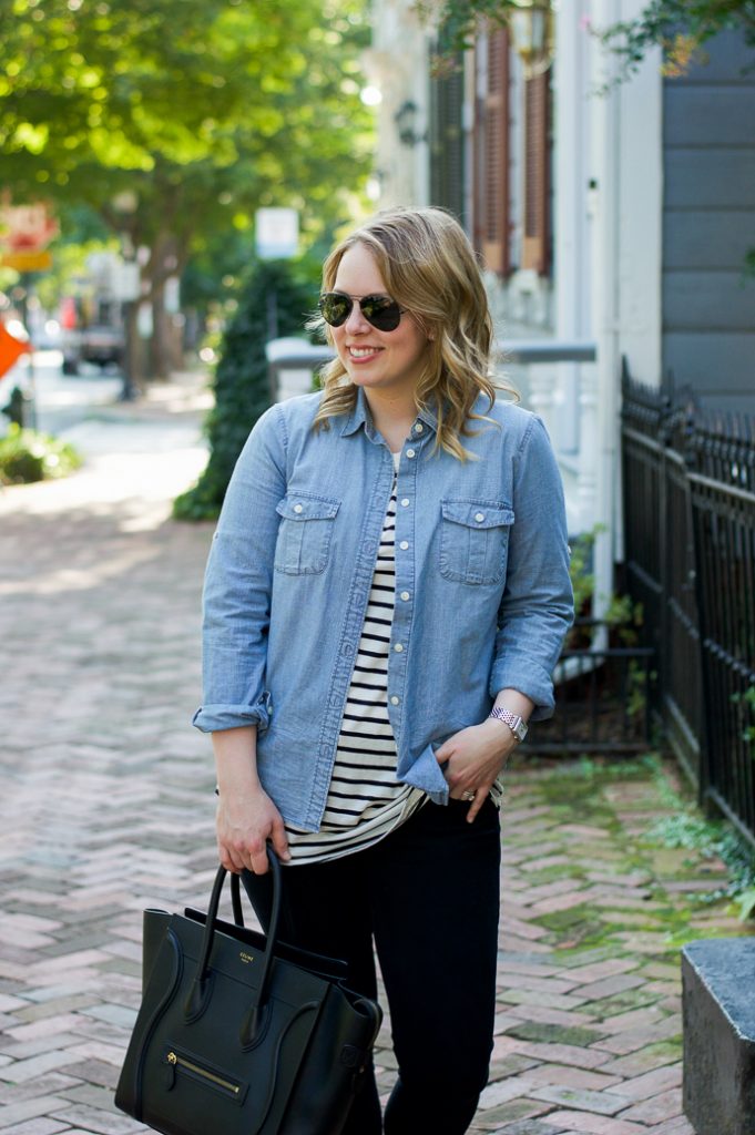 How to Wear Chambray, Stripes and Leopard - A Blonde's Moment