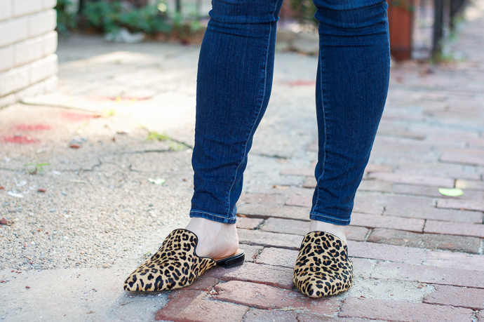 leopard mules with jeans outfit