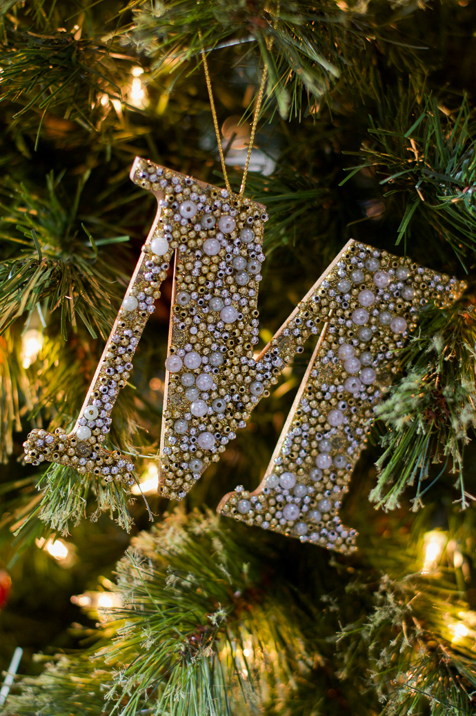 gold and pearl letter ornament