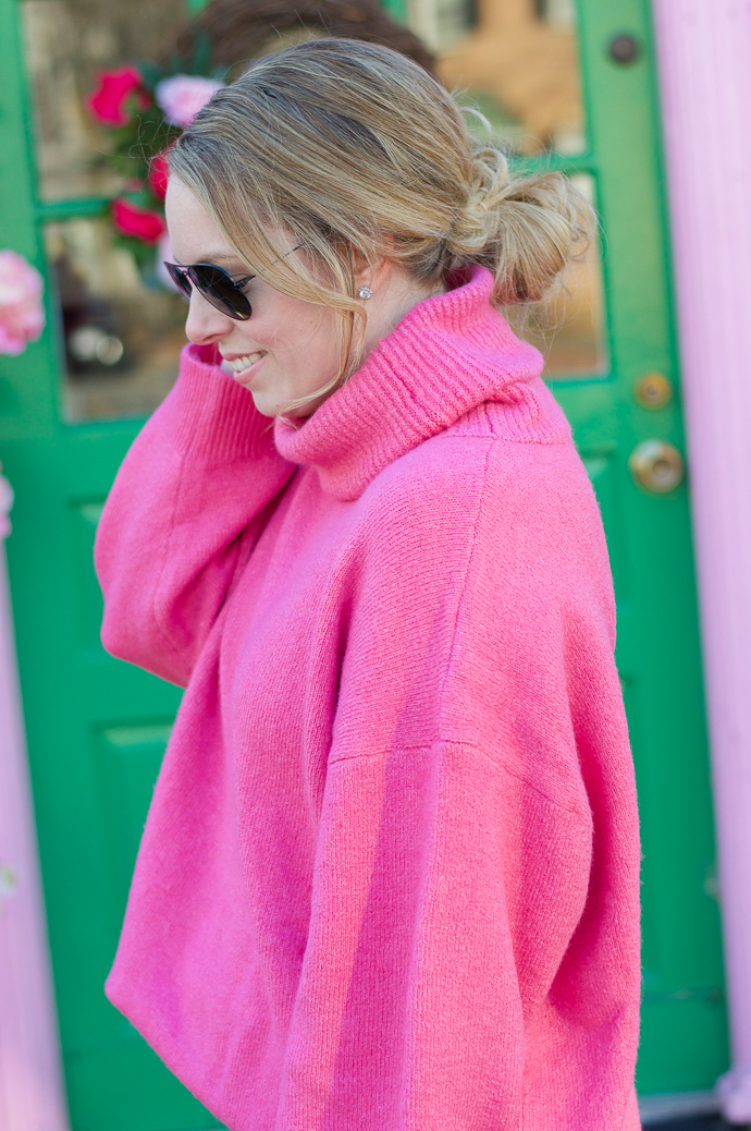 oversized pink sweater