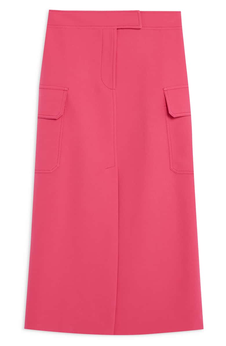 pink utility midi skirt 