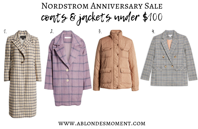 Nordstrom Anniversary Sale coats and jackets under $100