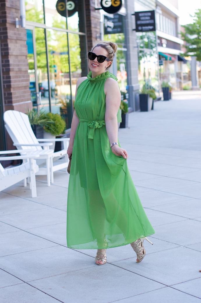 green maxi summer dress