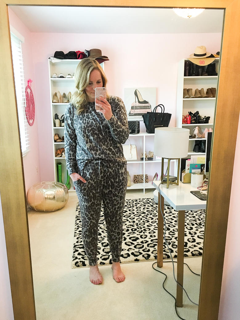 nordstrom cozy leopard top and joggers set
