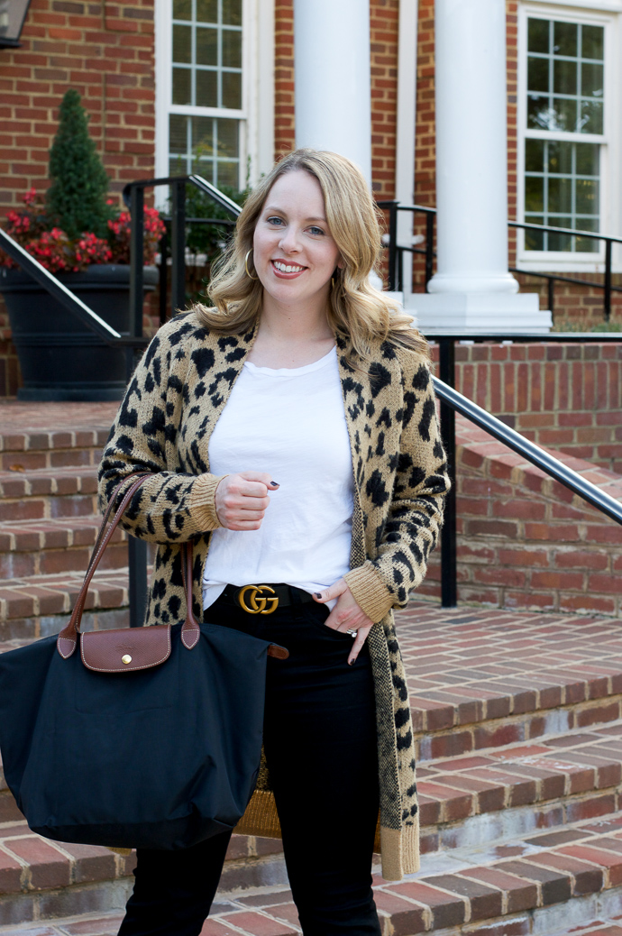 Leopard in the Spring: Cardigan & Lace Up Flats - A Blonde's Moment
