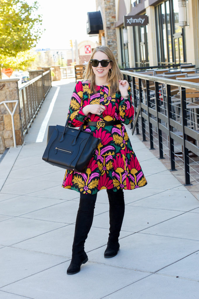 Vibrant Fall Floral Dress - A Blonde's Moment