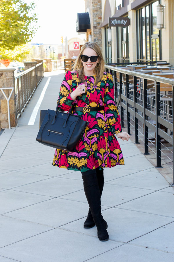 Vibrant Fall Floral Dress - A Blonde's Moment